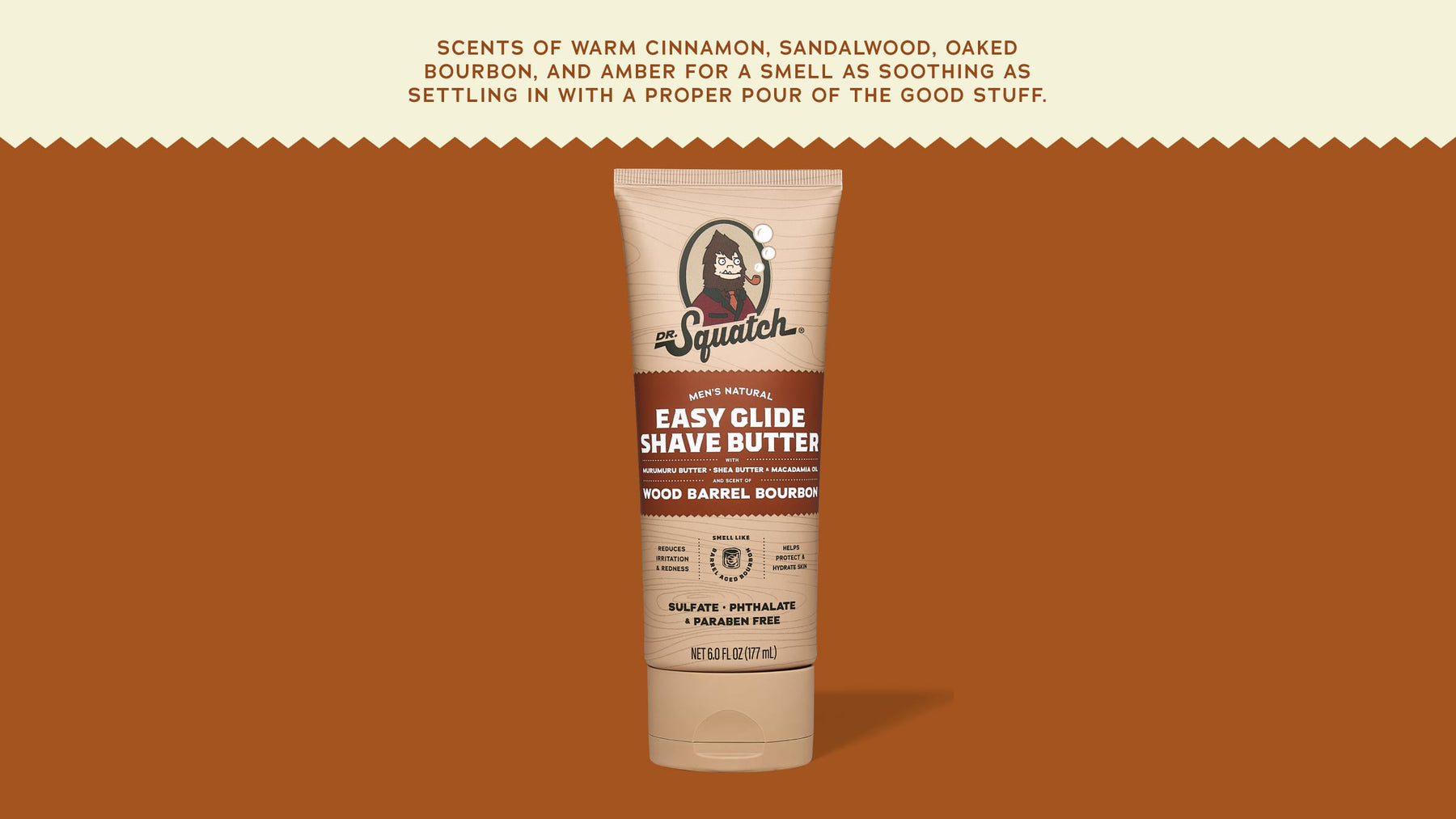 Easy Glide Shave Butter Wood Barrel Bourbon - Gift Ready - Lightweight Daily-Care