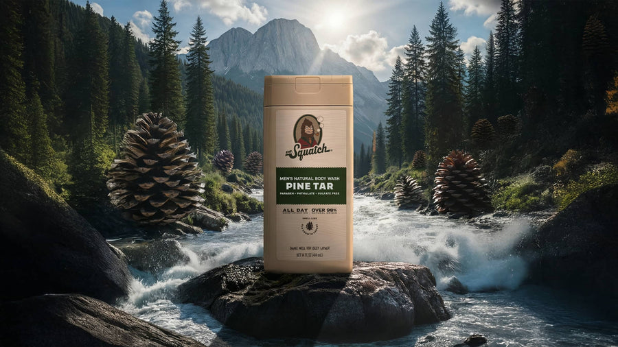 14 oz Pine Tar Exfoliating Body Wash - Bright Scent - Travel Fresh-Lather