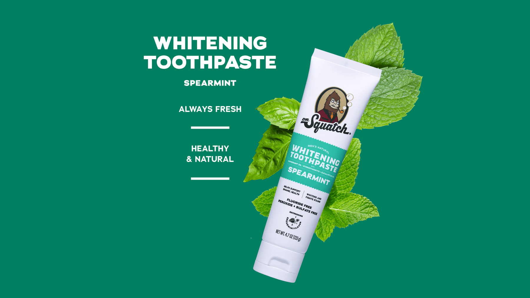 Spearmint Whitening Toothpaste - Simple Use - Picnic Rinse-Ready
