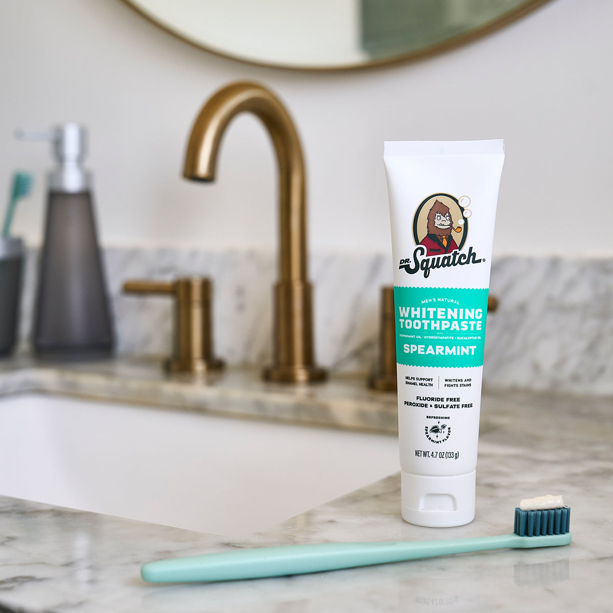 Spearmint Whitening Toothpaste - Simple Use - Picnic Rinse-Ready